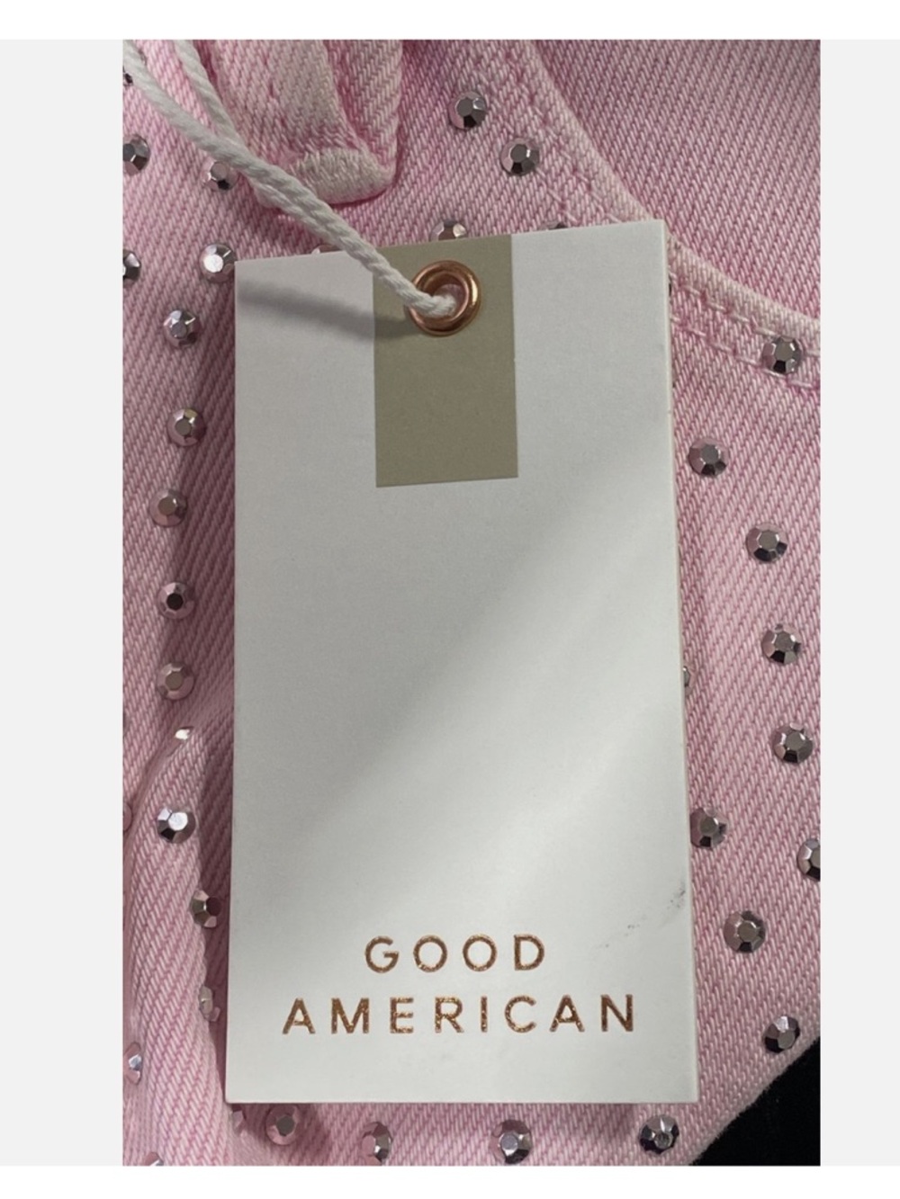 Good American Pink Studded Denim Shorts - Picture 12 of 12